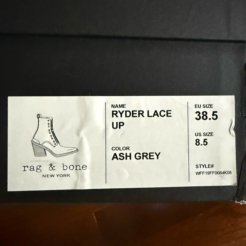 rag & bone Ryder lace up in ash grey 8.5 - Picture 9 of 10